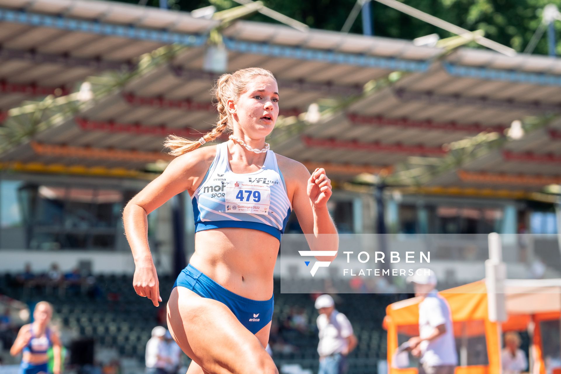 Merle Schmidt (VfL Stade) am 02.07.2022 waehrend den NLV+BLV Leichtathletik-Landesmeisterschaften im Jahnstadion in Goettingen (Tag 1)